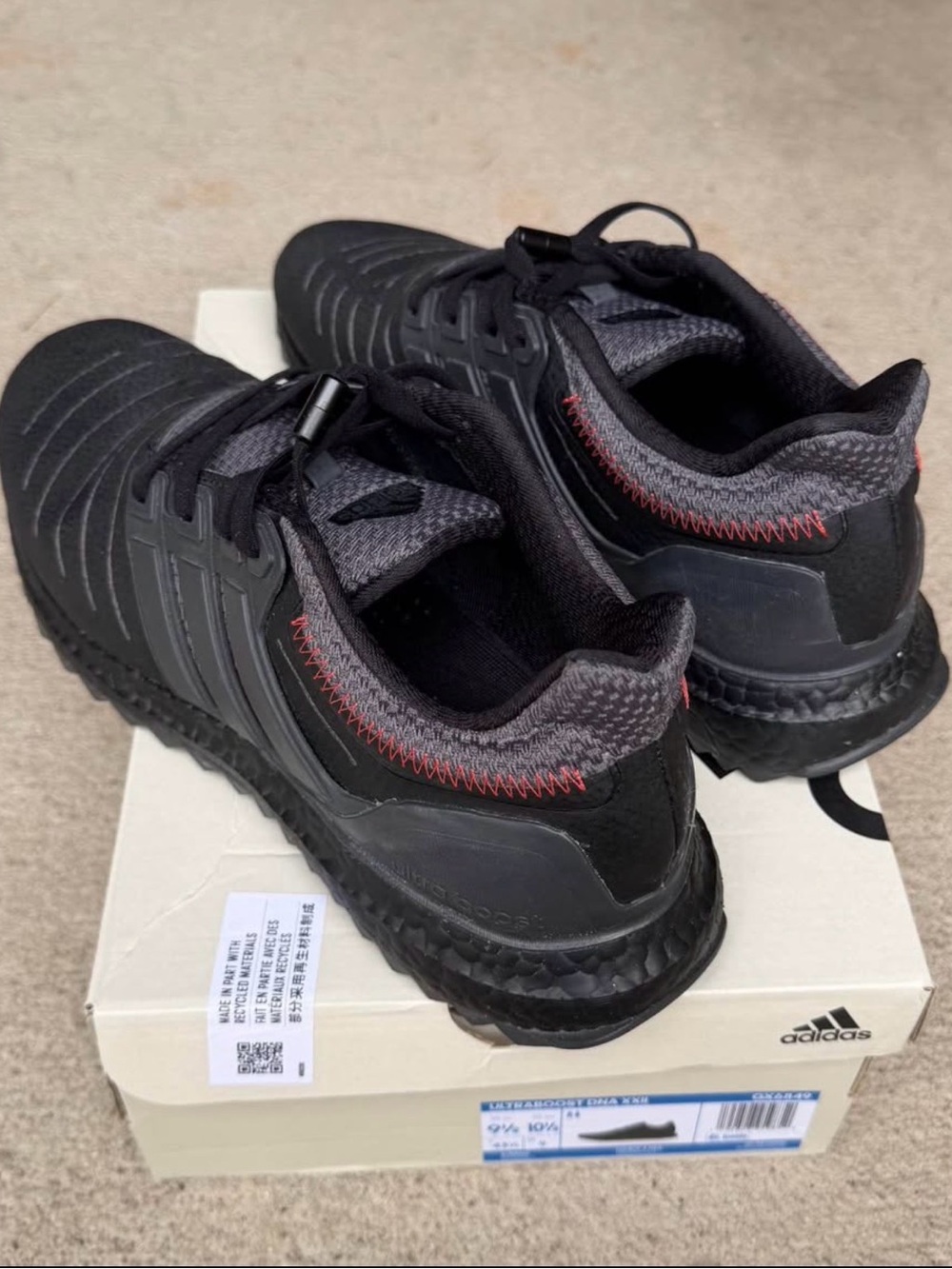 adidas Men's Black Athletic Sneakers with Red Stitch Detail